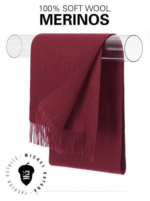 ALFORD-BURGUNDY, длиный ШАРФ из мягчайшей шерсти MERINOS из пряжи средней тяжести, однотонная коллекционная линия UNITON-PLURALISM (Много-гранности) FTQ.W220_5100222.49/BUR